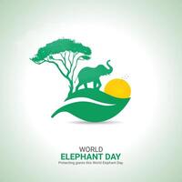 World Elephant Day Creative Ads Design. Elephant Day cartoon icon isolated on Template for background. Elephant Day Poster, . illustration, August 12. Important day vector