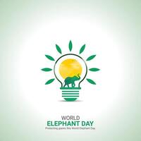 World Elephant Day Creative Ads Design. Elephant Day cartoon icon isolated on Template for background. Elephant Day Poster, . illustration, August 12. Important day vector