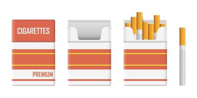 Packet of cigarettes icon in flat style. Smoking illustration on isolated background. Tobacco box sign business concept. vector