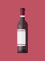 Wine bottle with glass icon in flat style. Alcohol drink illustration on isolated background. Champagne beverage sign business concept. vector