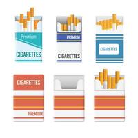 Packet of cigarettes icon in flat style. Smoking illustration on isolated background. Tobacco box sign business concept. vector