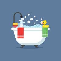 Bath icon in flat style. Bathroom illustration on isolated background. Bathtub sign business concept. vector