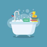 Bath icon in flat style. Bathroom illustration on isolated background. Bathtub sign business concept. vector