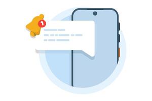 concept of one new notification on smart device screen. notification messages, incoming message reminders, notifications on the device. for landing pages, blank status ui, infographics. vector