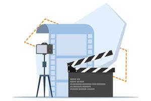 Clapperboard concept, film industry, film equipment, rotary style clapperboard icon, acting industry, film making device, film clapper equipment. flat illustration. vector