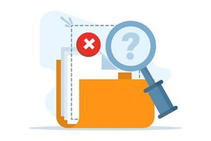 Concept File document not found, search yielded no results. File management administration, data archiving, modern graphic elements for landing page, blank state ui, infographics, icons. vector