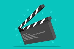 Clapperboard concept, film industry, film equipment, rotary style clapperboard icon, acting industry, film making device, film clapper equipment. flat illustration. vector