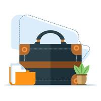 concept of business suitcase, Businessman bag or school bag. briefcase icon Concept of education, learning, business, finance. Cartoon minimal style. Ready to use in web, apps, software, printing. vector