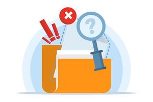 Concept File document not found, search yielded no results. File management administration, data archiving, modern graphic elements for landing page, blank state ui, infographics, icons. vector