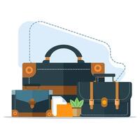concept of business suitcase, Businessman bag or school bag. briefcase icon Concept of education, learning, business, finance. Cartoon minimal style. Ready to use in web, apps, software, printing. vector