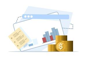 investment analysis concept, financial planning, data analysis, business concept for marketing, analysis and brainstorming, financial investment, analytics with growth report. illustration. vector