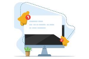 concept of one new notification on smart device screen. notification messages, incoming message reminders, notifications on the device. for landing pages, blank status ui, infographics. vector