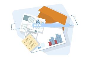 investment analysis concept, financial planning, data analysis, business concept for marketing, analysis and brainstorming, financial investment, analytics with growth report. illustration. vector