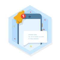 concept of one new notification on smart device screen. notification messages, incoming message reminders, notifications on the device. for landing pages, blank status ui, infographics. vector