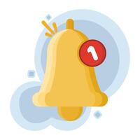 Bell Notification Pop up Concept, Number of new unopened or read notifications, unread message reminders, emails and messages, email marketing campaigns, new email messages, flat illustration. vector