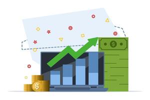 investment analysis concept, financial planning, data analysis, business concept for marketing, analysis and brainstorming, financial investment, analytics with growth report. illustration. vector