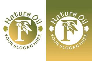 nature olive design with letter f modern concept vector