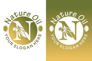 nature olive design with letter n modern concept vector