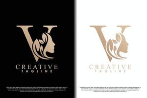 beauty face design with letter v concept design vector