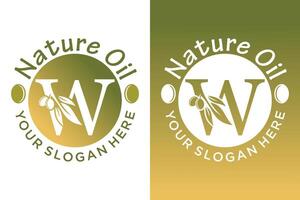 nature olive design with letter w modern concept vector