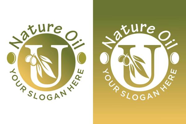 nature olive design with letter u modern concept