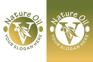 nature olive design with letter v modern concept vector