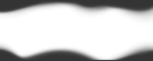 Dotted background with halftone effect. Comic wavy gradient border on white backdrop. Old grainy abstract frame. Retro graphic texture. vector