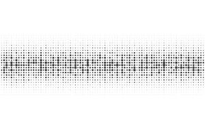 Dotted pattern. Halftone digital border. Circle and point grid. Audio music frequency graphic wave. Pixel equalizer modern background. vector