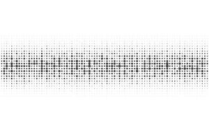 Dotted pattern. Halftone digital border. Circle and point grid. Audio music frequency graphic wave. Pixel equalizer modern background. vector