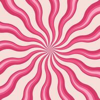 Pink swirl candy background. Sweet strawberry ice cream pattern. Spiral sunburst wallpaper. Cartoon marshmallow and lollipop texture. Radial striped vortex for psychedelic groovy design. vector