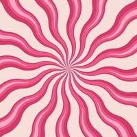 Pink swirl candy background. Sweet strawberry ice cream pattern. Spiral sunburst wallpaper. Cartoon marshmallow and lollipop texture. Radial striped vortex for psychedelic groovy design. vector