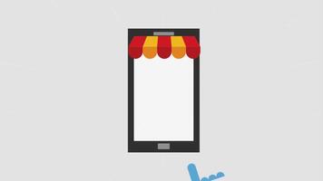 Smartphone shop online concept 2d video