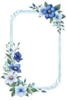 Blue Flower Border Frame png