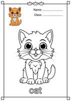 Cute Cat Coloring Page for Kids vector