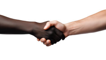 Handshake between black and white hand isolated png