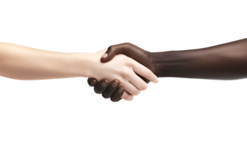 Handshake between black and white hand isolated png