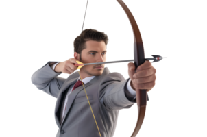 businessman aiming bow isolated png