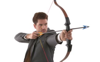 businessman aiming bow isolated png