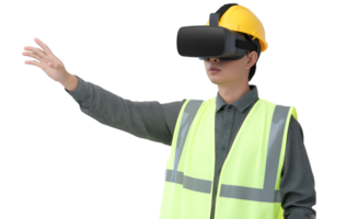 engineer wearing VR glass png