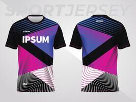 blue pink on dark background for sports jersey pattern. abstract color texture shirt front and back view mockup. vector