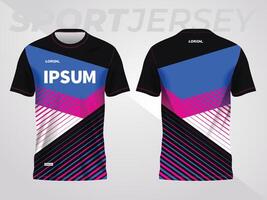 blue pink on dark background for sports jersey pattern. abstract color texture shirt front and back view mockup. vector