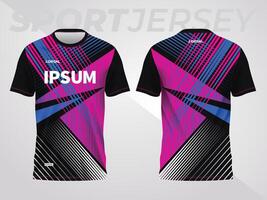 blue pink on dark background for sports jersey pattern. abstract color texture shirt front and back view mockup. vector