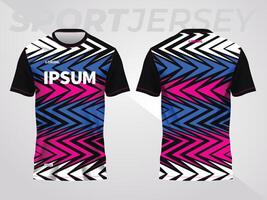 blue pink on dark background for sports jersey pattern. abstract color texture shirt front and back view mockup. vector