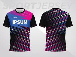 blue pink on dark background for sports jersey pattern. abstract color texture shirt front and back view mockup. vector