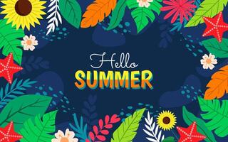 Hello Summer Background with Floral vector