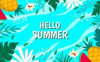 Hello Summer Background with Floral vector