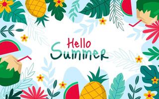 Hello Summer Background with Floral vector