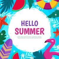 Hello Summer Background with Floral vector