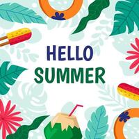 Hello Summer Background with Floral vector