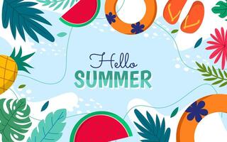 Hello Summer Background with Floral vector